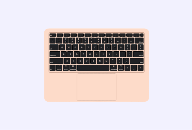 Screenshot of a pink Macbook Air keyboard rendered entirely with CSS.